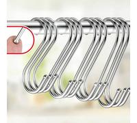 10 pièces Crochets en forme de S en acier inoxydable, pour la cuisine, la salle de bain, les vêtements. Crochets de cintre en forme de S multifonctionnels en métal, en tailles S/M/L au choix. Décorati