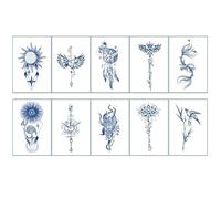 10 Pièces D'Autocollants De Tatouage De Jus De Plantes Autocollants De Tatouage Semi-Permanent De Lettres Anglaises De Fleur Mignonne
