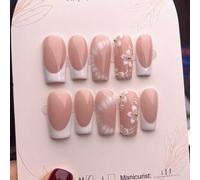 10 pièces d'autocollants pour ongles à texture de crocodile avec fleurs faits à la main, convenant pour le trajet, le port quotidien, de forme carrée allongée. Design de fleurs peintes à la main avec 