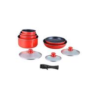 HAGEN, Batterie de cuisine revêtement pierre, Manche amovible, 10 pièces, Rouge, Revêtement anti-adhésif, Tous les types de feux, y compris l'induction, HA04623