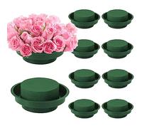 10 pièces de briques rondes vertes en mousse florale humide et sèche avec bol, base d'arrangement floral polyvalente pour fleurs artificielles et fraîches, fournitures artisanales pour mariage d