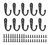 10 pièces de crochets simples rétro, avec 40 vis à tête plate, crochets de salle de bain, patères avec trous, mini crochets muraux, peuvent être utilisés pour accrocher chapeaux, serviettes (noir)