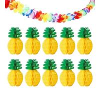 10 Pièces De Décorations D'Ananas, 1 Pièce De Tournesols De Deux Mètres De Long, Décorations De Fête Tropicale, Décorations De Fête Hawaïenne, Fête De Décoration D'Été