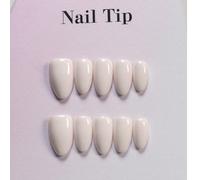 10 pièces de faux ongles faits main, style minimaliste blanc pur élégant, doux et féminin, forme amande courte, créant une atmosphère de blanchiment haut de gamme, ongles press-on réutilisables, 1 min