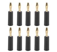 10 pièces de fiches Banane sans Soudure de 4 mm, connecteurs de câble d’Enceinte plaqués Or avec tête à Six Lames pour systèmes Audio et équipements industriels, compatibles avec (Noire)