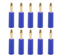 10 pièces de fiches Bananes sans Soudure de 4 mm, connecteurs de câble d’Enceinte plaqués Or à tête à Six Lames pour Home cinéma et équipements industriels, compatibles avec des (Bleue)