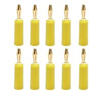 10 pièces de fiches Bananes sans Soudure de 4 mm, connecteurs de câble d’Enceinte plaqués Or avec tête à Six Lames pour Home cinéma et équipements industriels, compatibles avec des (Jaune)
