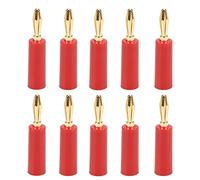 10 pièces de fiches Bananes sans Soudure de 4 mm, connecteurs Droits pour câbles d’Enceinte, Douilles Bananes à Six Lames plaquées Or pour systèmes Audio de Home cinéma, (Rouge)