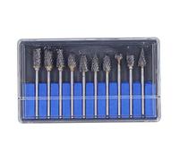 10 pièces de fraises rotatives, ensemble de fraises à rectifier en carbure de tungstène, tête de meulage en carbure à double coupe pour le travail du bois, du plastique et des (Argent double grain