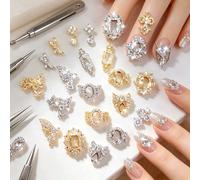 10 pièces de luxe pour nail art, nœuds papillon, cadres creux, en zircon et cristal, accessoires de manucure, breloques pour la décoration d'ongles DIY MG1933-1