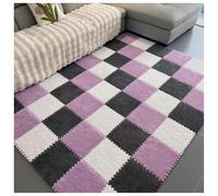 10 PièCes De Mousse ImbriquéE Fuzzy Mat Flooring Tapis Moelleux, Carreaux De Sol Carrés En Peluche, Tapis Rampants Pour Salon, Chambre à Coucher (TYP-7,30 * 30 * 1.0CM)