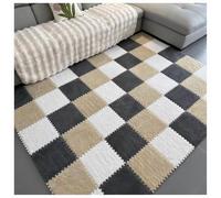 10 PièCes De Mousse ImbriquéE Fuzzy Mat Flooring Tapis Moelleux, Carreaux De Sol Carrés En Peluche, Tapis Rampants Pour Salon, Chambre à Coucher (TYP-3,30 * 30 * 1.0CM)
