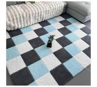 10 PièCes De Mousse ImbriquéE Fuzzy Mat Flooring Tapis Moelleux, Carreaux De Sol Carrés En Peluche, Tapis Rampants Pour Salon, Chambre à Coucher (TYP-13,30 * 30 * 0.6CM)