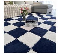10 PièCes De Mousse ImbriquéE Fuzzy Mat Flooring Tapis Moelleux, Carreaux De Sol Carrés En Peluche, Tapis Rampants Pour Salon, Chambre à Coucher (TYP-25,30 * 30 * 1.0CM)