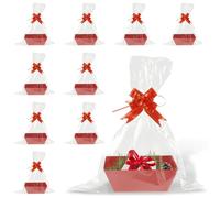 10 pièces de paniers cadeaux vides en carton, panier cadeau d’anniversaire avec sacs cadeaux transparents et rubans de traction pour Noël, Saint-Valentin, mariage, fête pour bébé, cadeau pour toute
