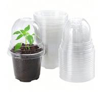 10 pièces de plateaux de semis renforcés et transparents avec dômes d'humidité, plateaux de propagation de plantes en plastique transparent avec dômes d'humidité, pots de plantation en plastique trans