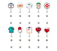 10 pièces de Porte-badge pour infirmière avec clip, porte-badge rétractable en feutre, accessoires pour infirmières, bobine de badge rétractable pour soignants, médecins et bénévoles, mignon
