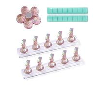 10 pièces de support d'art d'ongle magnétique rose, support de peinture d'ongle, présentoir d'art d'ongle, outil de pratique de faux ongles, avec 3 bases, 16 morceaux d'adhésif