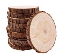 10 pièces de tranches de bois naturel non finies avec écorce, sous-verres ronds de 10-12 cm, kits d'artisanat en bois, artisanat rond, décorations de Noël, artisanat DIY avec écorce pour artisanat de 