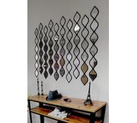 10 Pièces Décor Naturel Goutte d'eau Acrylique Mur Miroir Décoratif Design D'intérieur Miroir en Bois Bohème Décoration Murale pour La Maison Salon Chambre Décor (Noir)