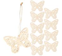 10 Pièces Décoration Bois Cœur à Peindre, Prête à Suspendre | Bois Beige, Corde Incluse, pour Projets Diy, Ateliers Créatifs, Branches de Noël et Fêtes