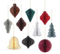 10 Pièces Décoration de Noël Boule Nid d'abeille, Bord Papier Nid d'abeille Ornements Suspendus pour Noël, Fête du Nouvel an, Vacances, Décoration D'intérieur