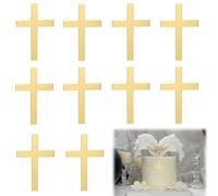 10 Pièces Décoration Gâteau Communion, Cake Toppers Dorés en Acrylique avec Croix Brillante, Décoration Gâteau Baptême, Première Communion, Mariage, Déco Gâteau Confirmation et Fête