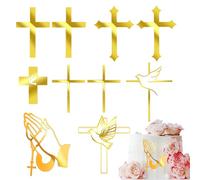 10 Pièces Décoration Gâteau Croix Acrylique Cake Toppers - First Communion, Baptême, Mariage, Anniversaire, Fête