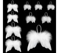 10 Pièces Decoration Noel Sapin Blanche Plume,Ange de Noel avec Plumes Blanches,Déco de Noël Angel Aile pour Fêtes,DIY (Style 1)