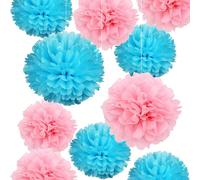 10 pièces Décorations de boules de papier de soie roses et bleues, pour révélation du sexe, baby shower, accrocher des boules de fleurs pour décoration de fête, mariage, anniversaire, baby shower, déc