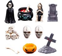 10 pièces Décorations d'Halloween, fête de résurrection de fantômes squelettes, fête d'Halloween, décoration de bureau pour la maison, décoration de pot de fleurs