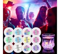 10 pièces Dessous de verre LED, Autocollants LED, Lumières de bouteille LED, Porte-gobelets lumineux LED, Lumières de bouteille LED RVB 7 couleurs, pour bouteilles d'alcool, pour illuminer les boîtes