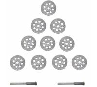 10 Pièces Disque Diamant Coupe 22mm + 2 Mandrins Acier Carbone, Fraiseuse Lamelles, Pour Pierres, Verre, Céramique, Carreaux.