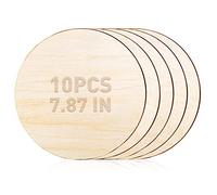 10 Pièces Disques de Bois Bruts Diamètre 20cm, Plaque en Bois Ronde Épaisseur 2 mm, Tranches de Bois Rondes pour Pyrogravure, Peinture et Décorations
