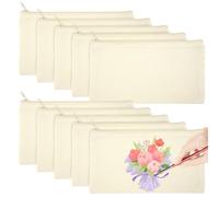10 Pièces DIY Vierge Toile Trousse de Rangement en Tissu,21x12 cm Trousses en Tissu Vierge avec Fermeture Éclair,Pochette Personnalisée en Toile Vierge,Trousse À Crayons Vide Bricolage,pour Bricoler