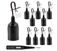 10 Pièces Douille Ampoule e27 A Visseravec Câble Support D'Ampoule Lot Testeur Vde | Noir