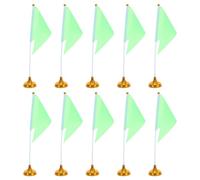 10 Pièces Drapeau de Bureau Vert Vif avec Base Ronde Dorée et Mât | Polyester et Plastique, Installation sans Perçage ni Adhésif, Usage t Salon, Ensemble Compact avec Tige