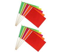 10 Pièces Drapeaux de Marquage de Pelouse Colorés sur Tiges en Bois | Polyester Résistant, Repérage Rapide des Zones, Piquets Portables à Planter, pour Clôtures Invisibles, Style Aléatoire