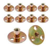 10 Pièces Écrous en T Écrou de Bride à 3 Trous M10, Trois écrous de fixation, Ecrous en T à Base Ronde en Fer Galvanisé Quincaillerie pour Meubles Insertion de Bride Filetage Femelle(M10x37x2.5mm)
