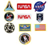 10 Pièces Ecusson Thermocollant Adulte, Patch brodé en Forme de NASA US Flag Badge Brodés à Thermocoller ou à Coudre Ecusson a Coudre pour vêtements et travaux manuels
