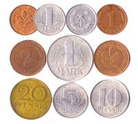 10 PIÈCES en Allemagne DE L’EST ET Europe DE L’Ouest : Pfennig, Mark 1948-2001. Choix Parfait pour Votre Tirelire, Porte-Monnaie ET Album pour LA Monnaie