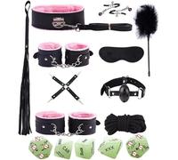 10 PièCes en Cuir Lisse Rose Pratique Set avec 5 Vert Fluo Cube DéS Accessoires - K + 1