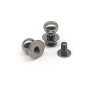 10 pièces en laiton massif cuivre rotule ronde cuir artisanat sac sac à main ceinture vis arrière clou Rivet vis mamelon goujon Spot(Gun black,Head diameter 5mm)