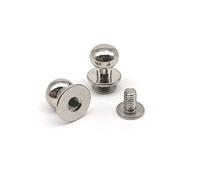 10 pièces en laiton massif cuivre rotule ronde cuir artisanat sac sac à main ceinture vis arrière clou Rivet vis mamelon goujon Spot(Silver,Head diameter 5mm)