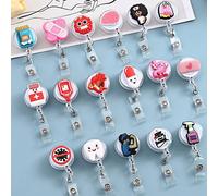 10 pièces Enrouleur de badge d'infirmière rétractable d'hôpital, porte-clés de dessin animé mignon, accessoires d'Halloween de style aléatoire, idées de cadeaux pour la Fête des enseignants et Noël Al