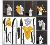 10 pièces/ensemble chevaliers du moyen âge elfe MOC bouclier épée lance pour 4cm Mini poupées blocs de construction brique jouets pour enfant B499 10PCS