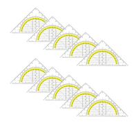 10 Pièces Ensemble Clair Carré Avec 180 Degrés Rapporteurs Géométrie Dessin Angles Outil De Mesure Pour Dessin Architectural Geometry Set Square