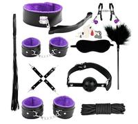 10 Pièces Ensemble De Cuir Yoga Et Fitness Pour Couples - Kit D'exercice À Domicile Pour Confiance, Force Et Souplesse (Violet)