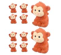 10 Pièces Ensemble de Figurines de Singes Miniatures en Résine orange | Détails Peints à Main, Base Plate Stable, pour Gâteaux, Étagères et Micro-Paysages DIY