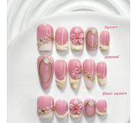 10 pièces Ensemble de Nail Art Gel Vernis Printemps Précoce, Autocollants d'Ongles Acryliques Pressés, Fleurs Blanches à 5 Pétales, Strass Or et Blanc, Design Halo Paillettes Or, Décoration d'Ongles V